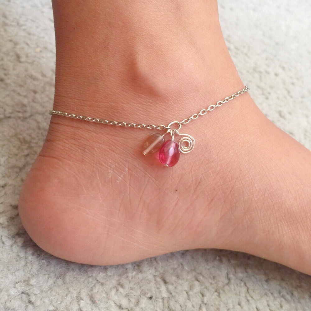 Ankles Pink Glass Beads.